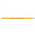 Creion galben cu radiera, personalizat cu mesaj motivational: Zambeste, Dumnezeu te iubeste!